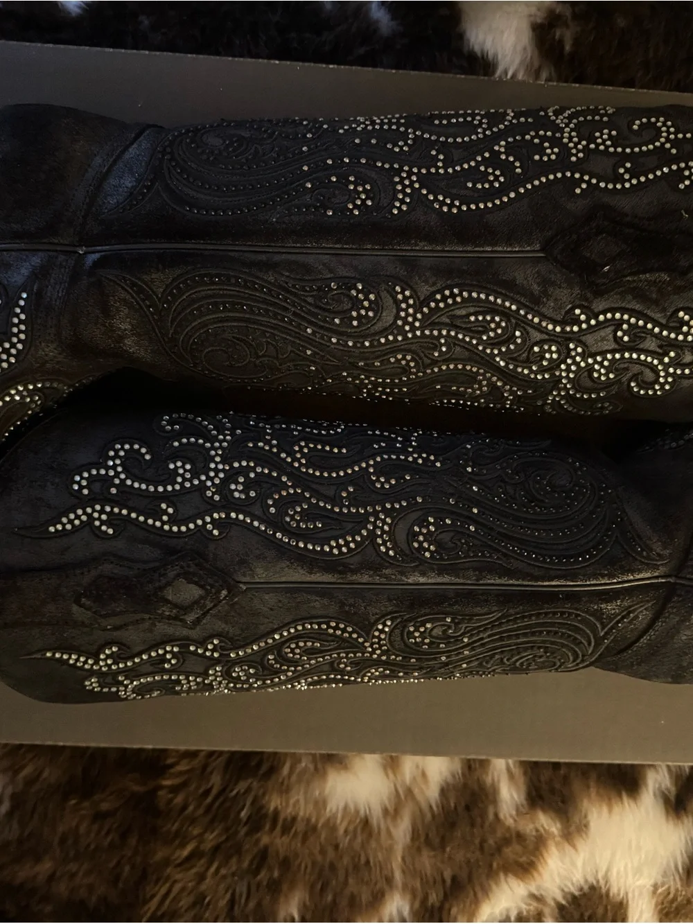 Corral Black Studded Knee Western Boots